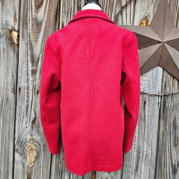 Classic Red Wool PeaCoat Nautica Size XL Double Breasted Collared Solid Color - Picture 4 of 12